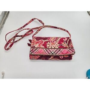 Vera Bradley Piccadilly Plum All-in-One Crossbody Wallet Purse 52" Strap EUC